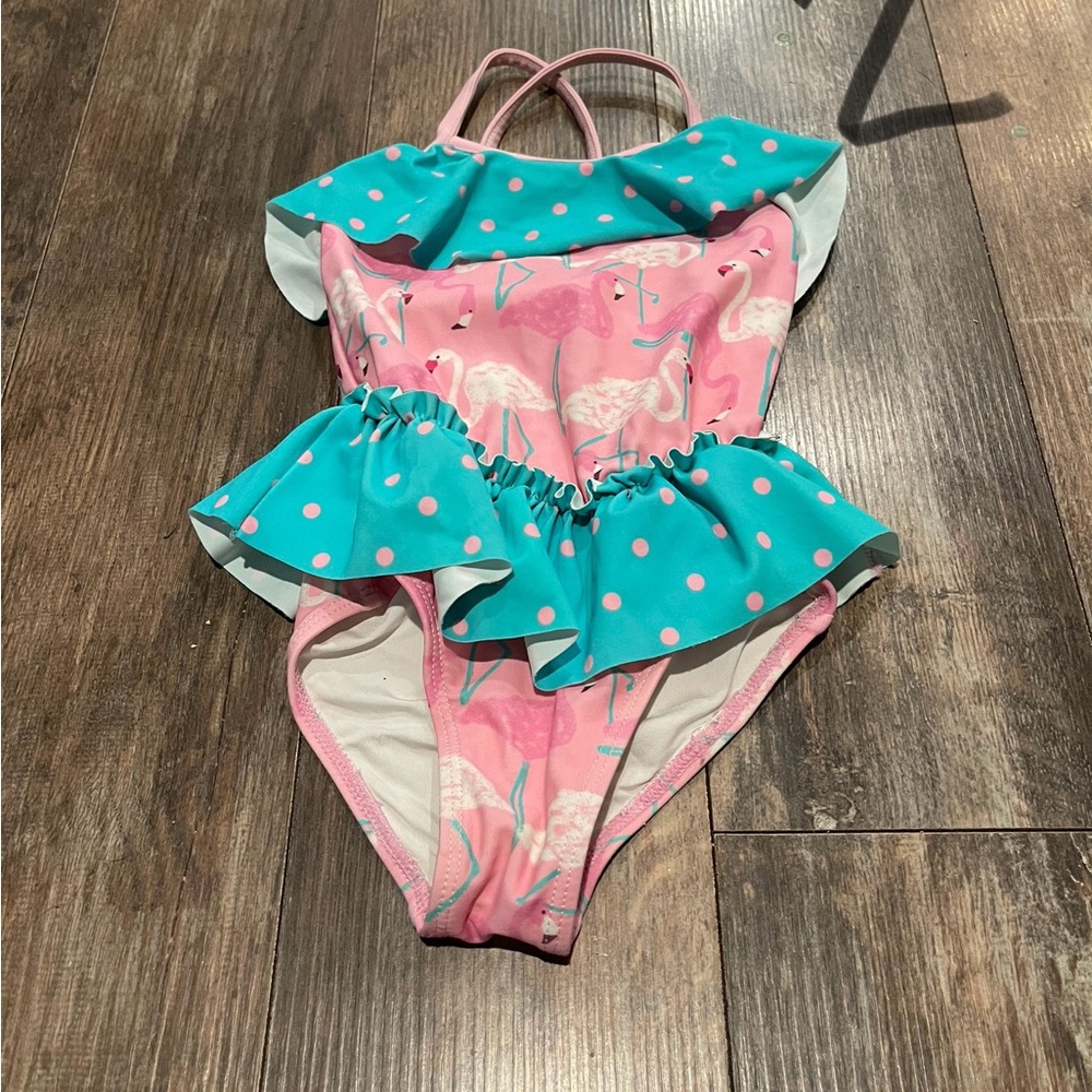 Matilda Jane Flamingo Ruffle One Piece - Pink and Teal